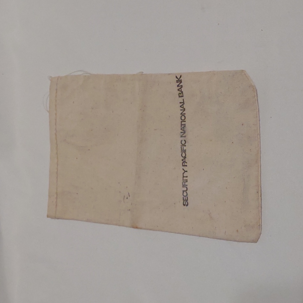 Vintage Security Pacific National Bank Cloth Canvas Money Bag